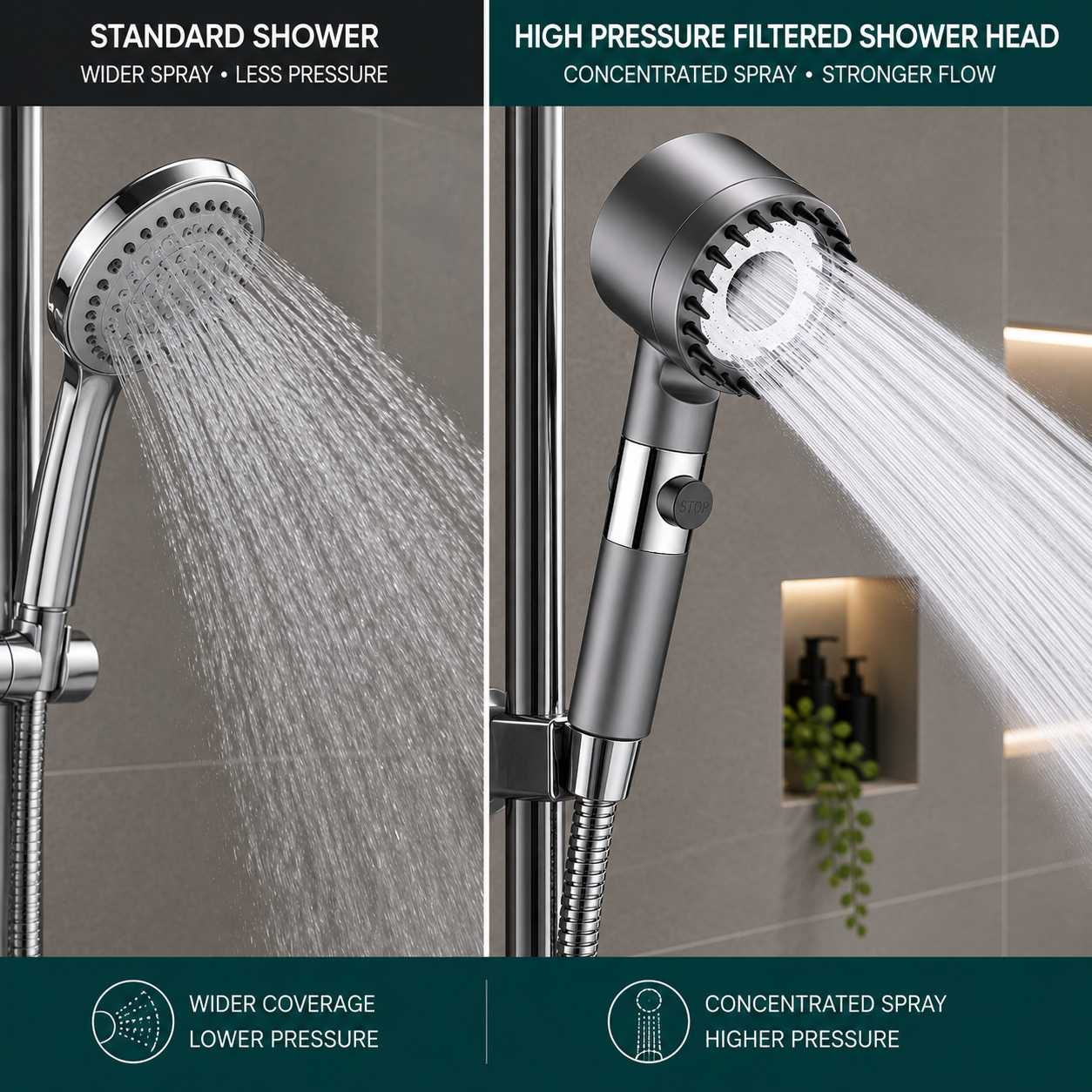 3 Mode High Pressure Shower Head