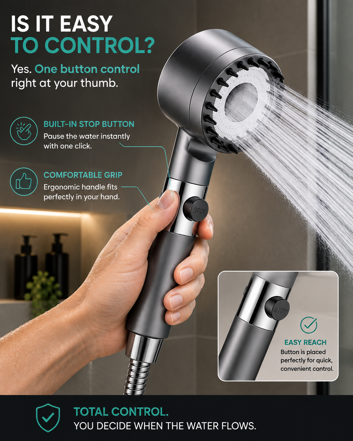 3 Mode High Pressure Shower Head